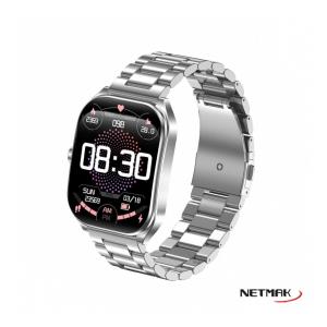 Smartwatch Bluetooth 2.01" Curvo 5.3 Netmak (NM-DYNAMIC-S) Plateado