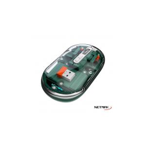 Mouse Inalambrico Transparente 2.4Ghz/Bt5.0 Verde (NM-M670-G)