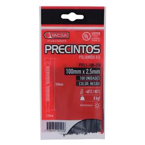 Precintos Kit 100u 2.5 X 100mm Tacsa (PTFL1-100-25N)