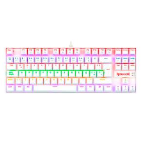 Teclado USB Gamer Mecanico Redragon K552 Kumara Blanco RGB (K552WRGB-1R-SP) Switch Blanco Rojo