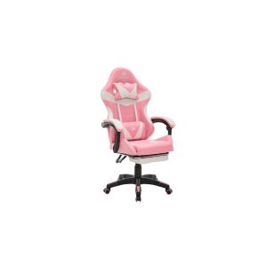Silla Gamer Netmak Tela Rosa/Blanca C/Apoyapies (NM-SG905-P)