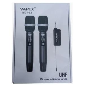 Microfono Profecional Inalambrico Portatil UHF X2 Vapex (MCI-52)