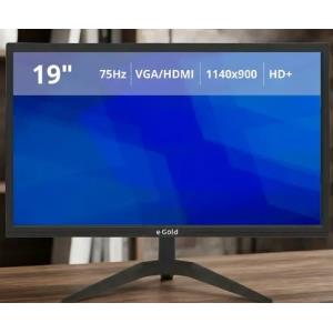 Monitor de 19" HD 75Hz e-Gold (MO-EG-19OF75-VR-R-BK) VGA/HDMI